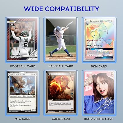 200 Pack Card Sleeves Toploaders, Hard Plastic Top Loaders, Baseball Sports Trading PKM Card Holder Protectors (100 Toploaders + 100 Sleeves) nirvanaguru