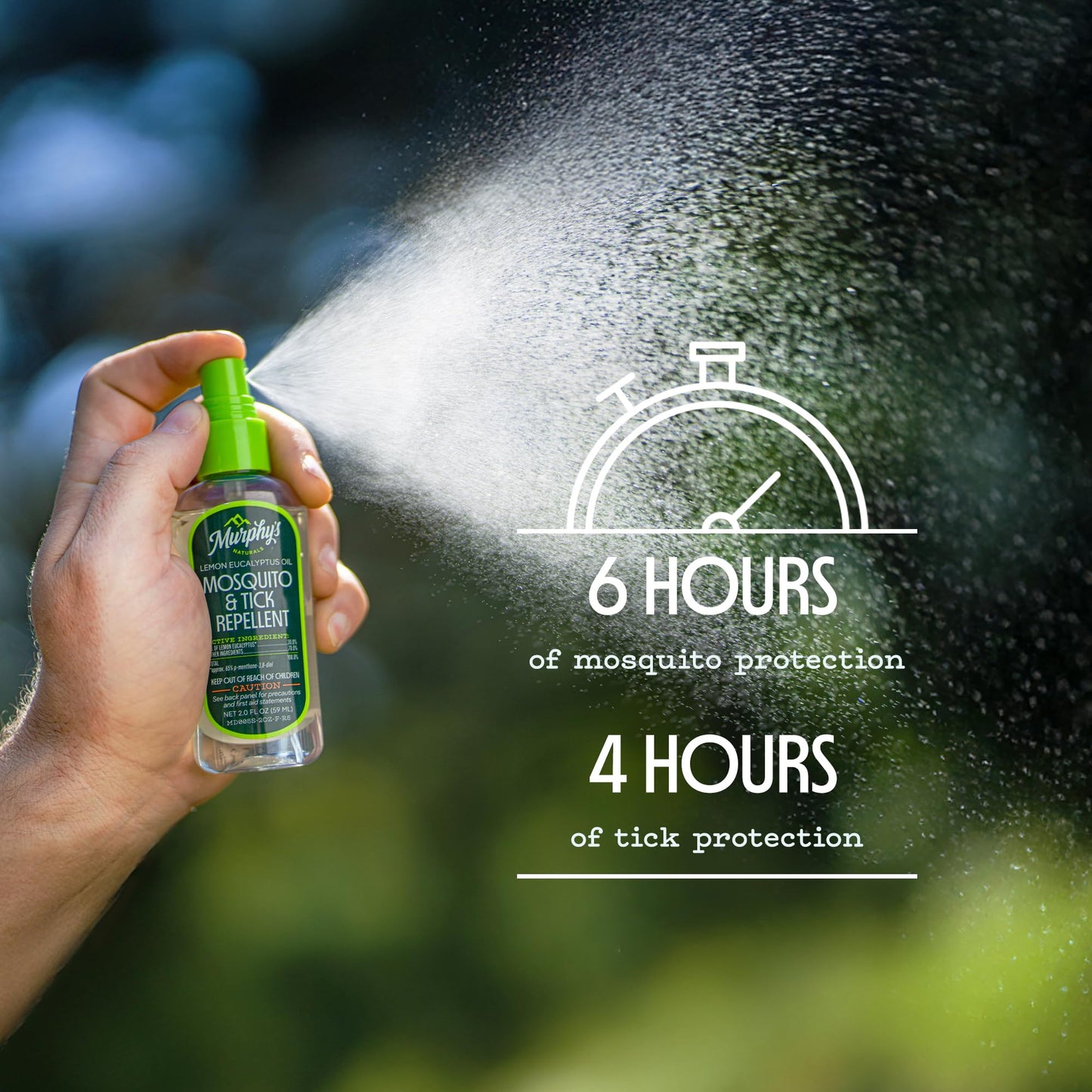 Murphy's Naturals Mosquito & Tick Bug Repellent Spray, Oil of Lemon Eucalyptus for Skin + Outdoor Gear, DEET-Free, 4 Ounce Pump, 2-Pack