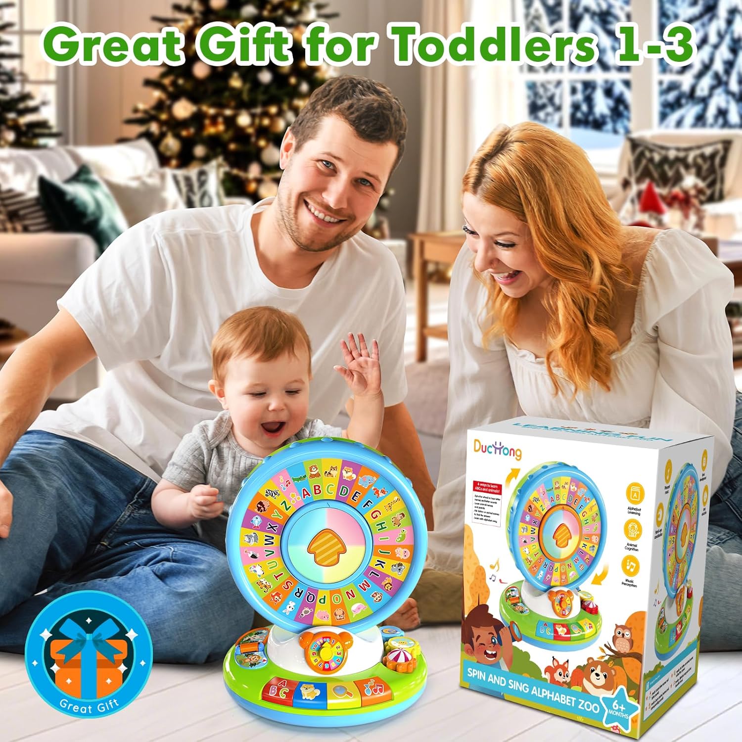 Learning Toy for Kids 1 2 3 Year Old Boys Girls, Spin and Sing Alphabet Zoo with Sounds, Interactive Educational Toys for Toddler 2-3, First Christmas 1st Birthday Gifts Toy Nirvana Guru