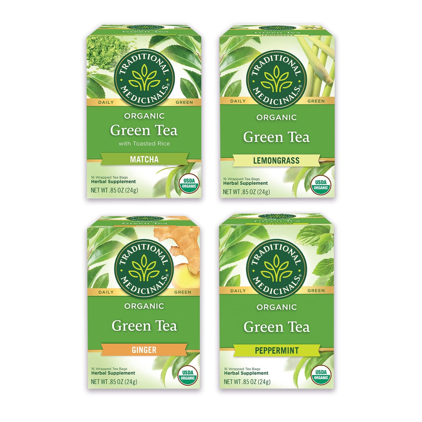 Traditional Medicinals Tea, Organic Green Tea Matcha, Genmaicha, Supports Health, 96 Tea Bags (6 Pack) - Nirvana Guru