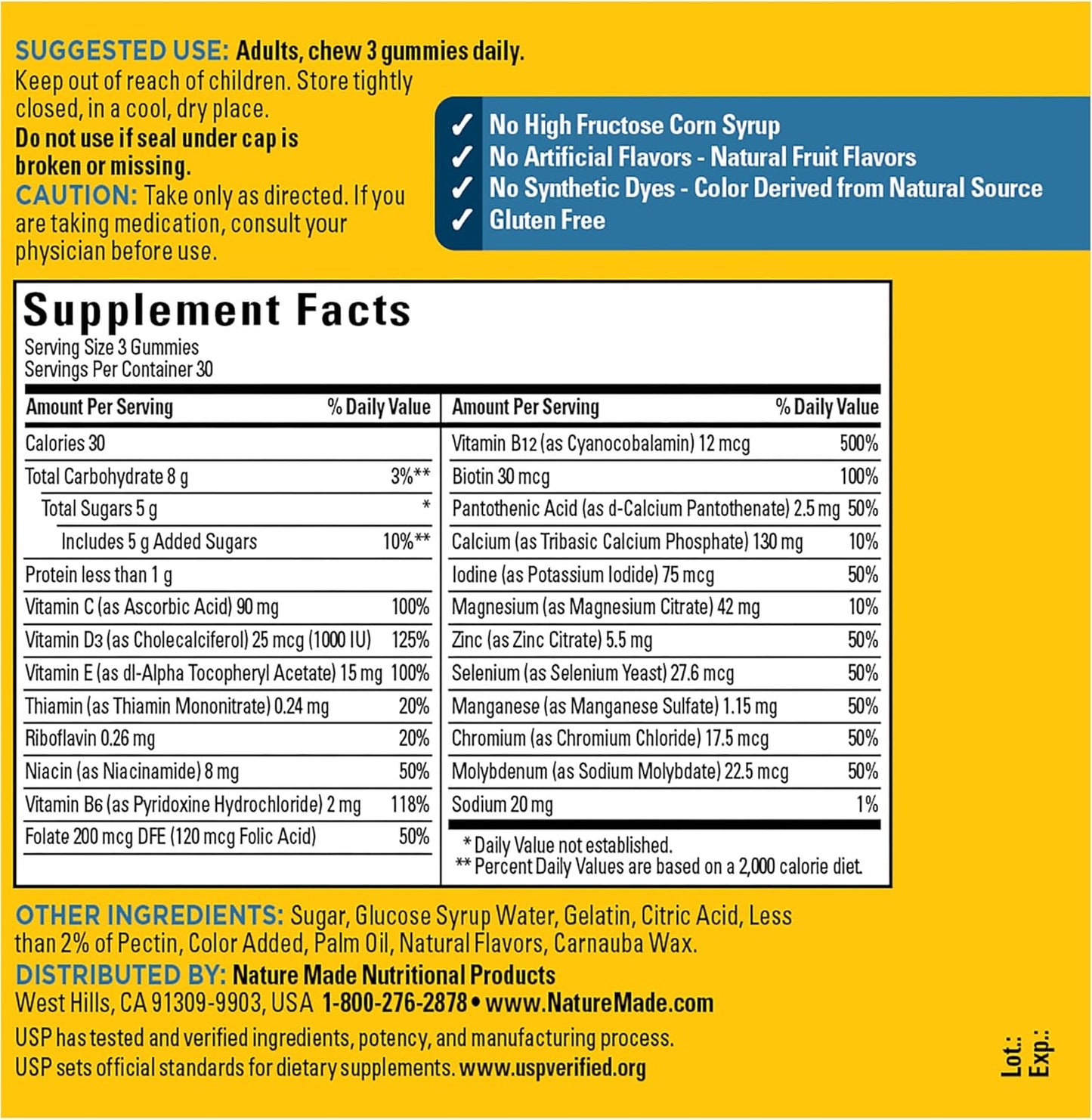 Nature Made Advanced Multivitamin Gummies for Him with Magnesium Citrate, Calcium & All 8 B Vitamins, Multivitamin for Men, 90 Gummies, 30 Day Supply - Nirvana Guru