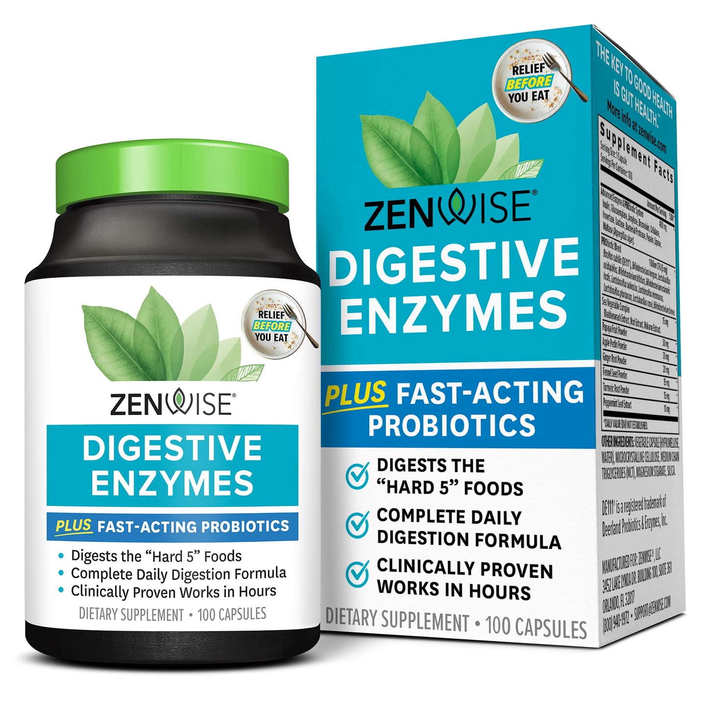 Zenwise Health Digestive Enzymes and Bromelain for Gut Health - Probiotic Multi Enzymes with Prebiotics and Probiotics for Women and Men for Digestive Health and Bloating Relief for Digestion - 45 CT Nirvana Guru
