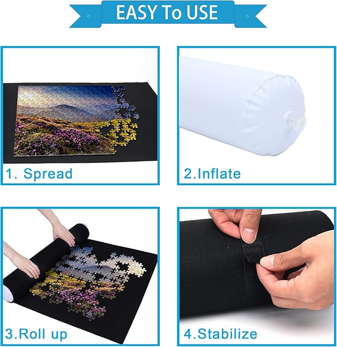 Becko US Puzzle Mat Roll Up with Drawstring Storage Bag, Felt Rollup Mat for Easy Transport & Storage, Portable Puzzle Board Puzzles Saver Keeper for Jigsaw Puzzles Up to 1500 Pieces nirvanaguru