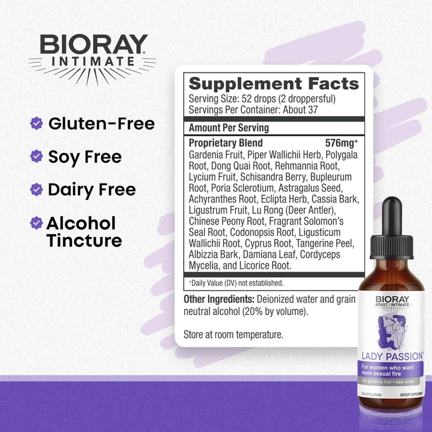 BIORAY Intimate Lady Passion - 2 fl oz - Female Energizing Tonic - Non-GMO, Gluten Free Nirvana Guru