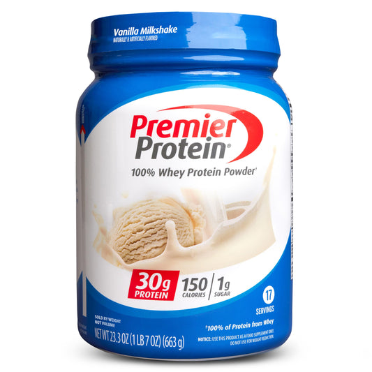Premier Protein Powder, Chocolate Milkshake, 30g Protein, 1g Sugar, 100% Whey Protein, Keto Friendly, No Soy Ingredients, Gluten Free, 17 Servings, 24.5 Ounce (Pack of 1)