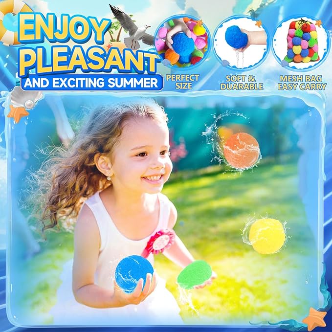 60 Pcs Reusable Water Balls, Reusable Water Balloons for Outdoor Toys and Games, Water Toys for Kids and Adults Boys and Girls - Summer Balls for Pool and Backyard Fun nirvanaguru