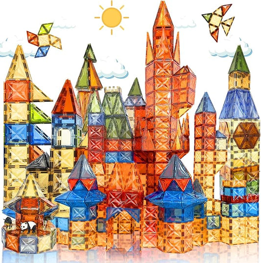 100 PCS Magnetic Tiles, Diamond Magnetic Blocks Building Set Magnet Tiles STEM Toys 3D Kids Preschool Educational Sensory Toys Gift for Toddlers Kids Boys Ages 3 4 5 6 7 8 9+ Year Old nirvanaguru