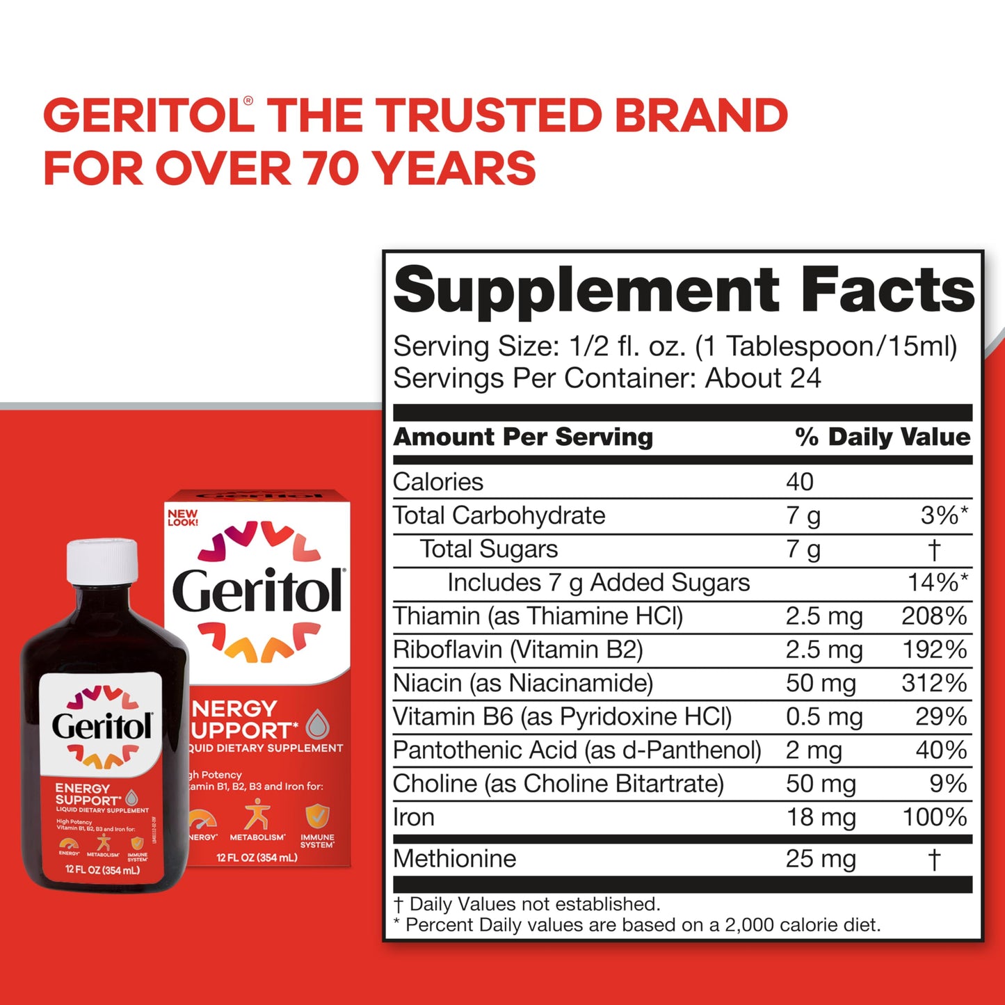 Geritol Liquid Vitamin and Iron Supplement, Energy Support, Contains High Potency B-Vitamins and Iron, Pleasant Tasting, Easy to Swallow, No Artificial Sweeteners, Non-GMO, 12 Oz Nirvana Guru