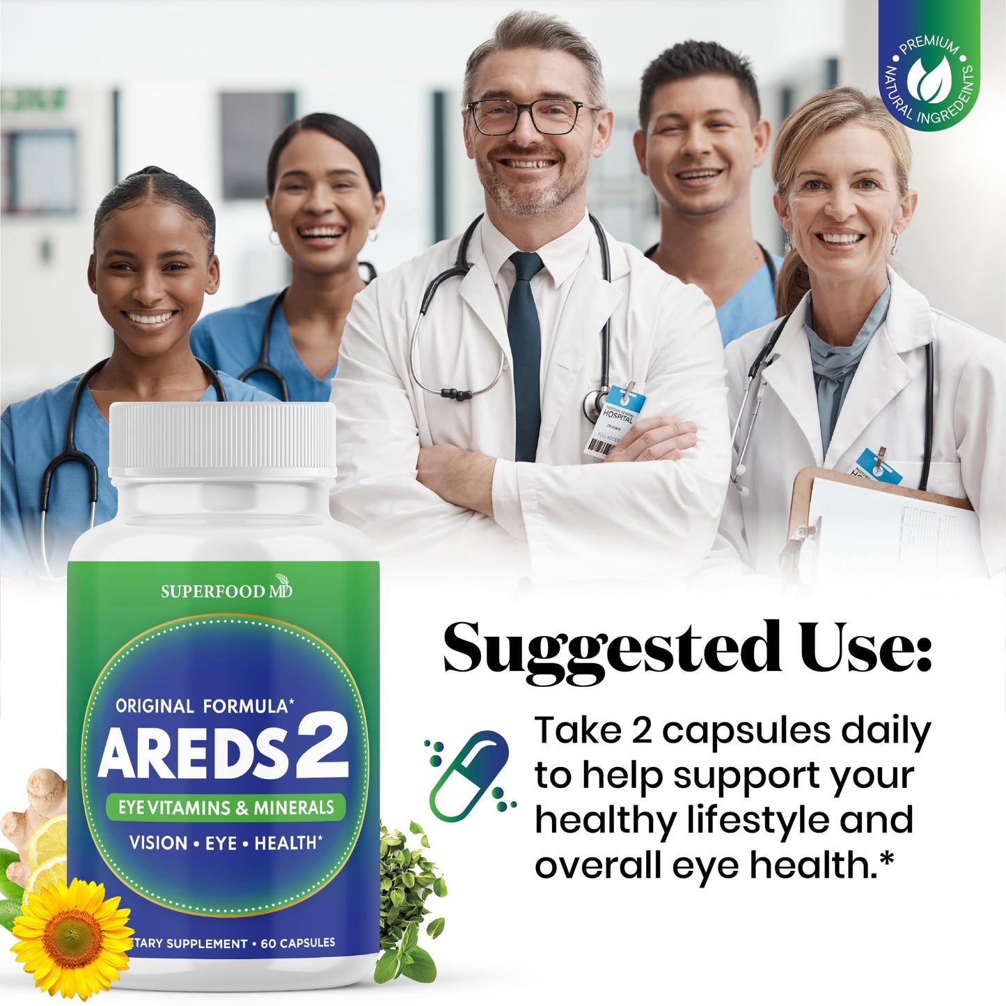 AREDS 2 Eye Vitamin & Mineral Supplement, Contains Lutein, Vitamin C, Zeaxanthin, Zinc & Vitamin E with Added Copper - 120 Count Nirvana Guru