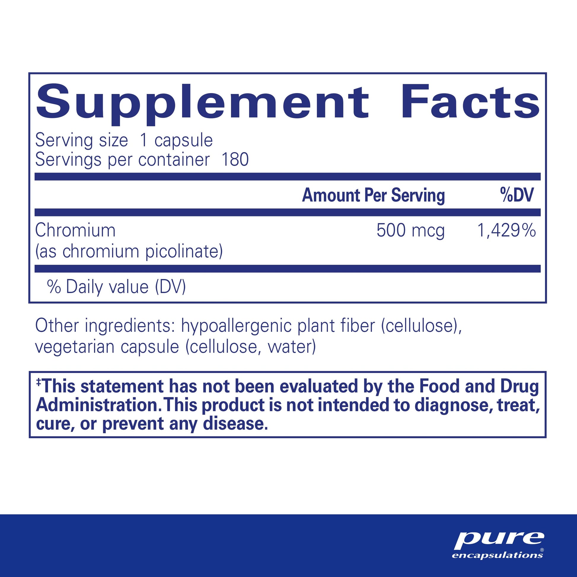 Pure Encapsulations Chromium (Picolinate) 500 mcg - for Lipid & Carbohydrate Metabolism* - Mineral Supplement - Superior Absorption Chromium Supplement - Vegan & Gluten Free - 60 Capsules Nirvana Guru