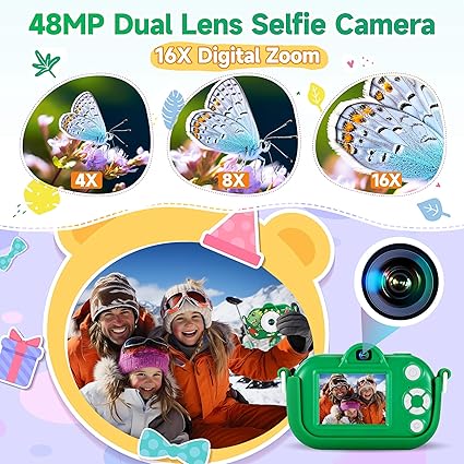 Kids Camera Boys Toys for 3 4 5 6 7 8 9 Years Old Boys, 48MP Dual Lens Kids Digital Camera Christmas Birthday Gifts, 1080P HD Video Selfie Toddler Camera with 32G SD Card nirvanaguru