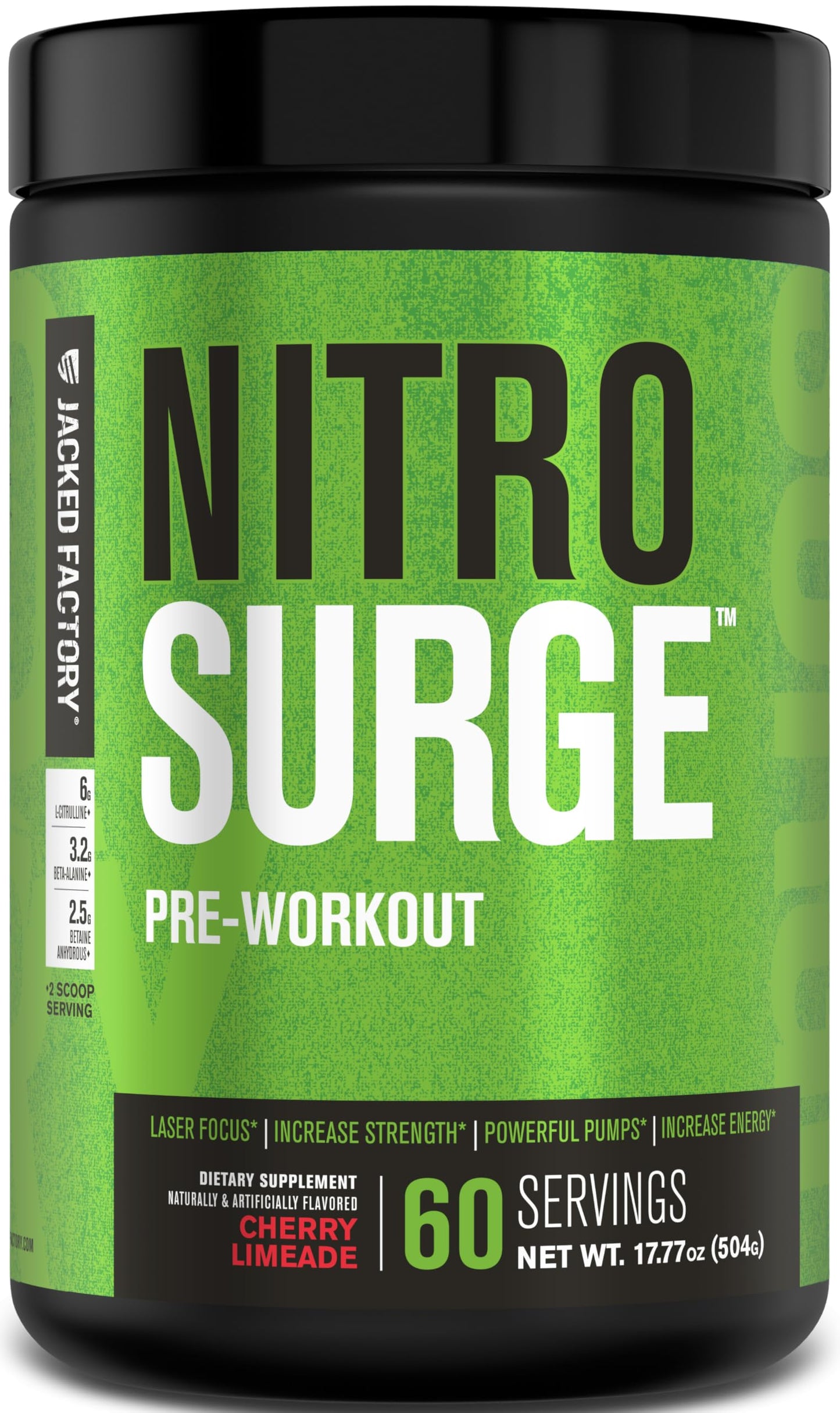 Jacked Factory NITROSURGE Pre Workout Supplement - Energy Booster, Instant Strength Gains, Clear Focus & Intense Pumps - NO Booster & Powerful Preworkout Energy Powder - 30 Servings, Blue Raspberry