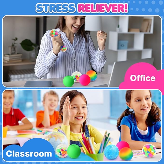 6 Set Squishy Sensory Stress Squeezing Balls forAdults: Best Calming Tool to Relieve Anxiety, Vent Mood and Improve Focus, Easter Basket Stuffers for Kids, Goodie Bag Stuffers nirvanaguru