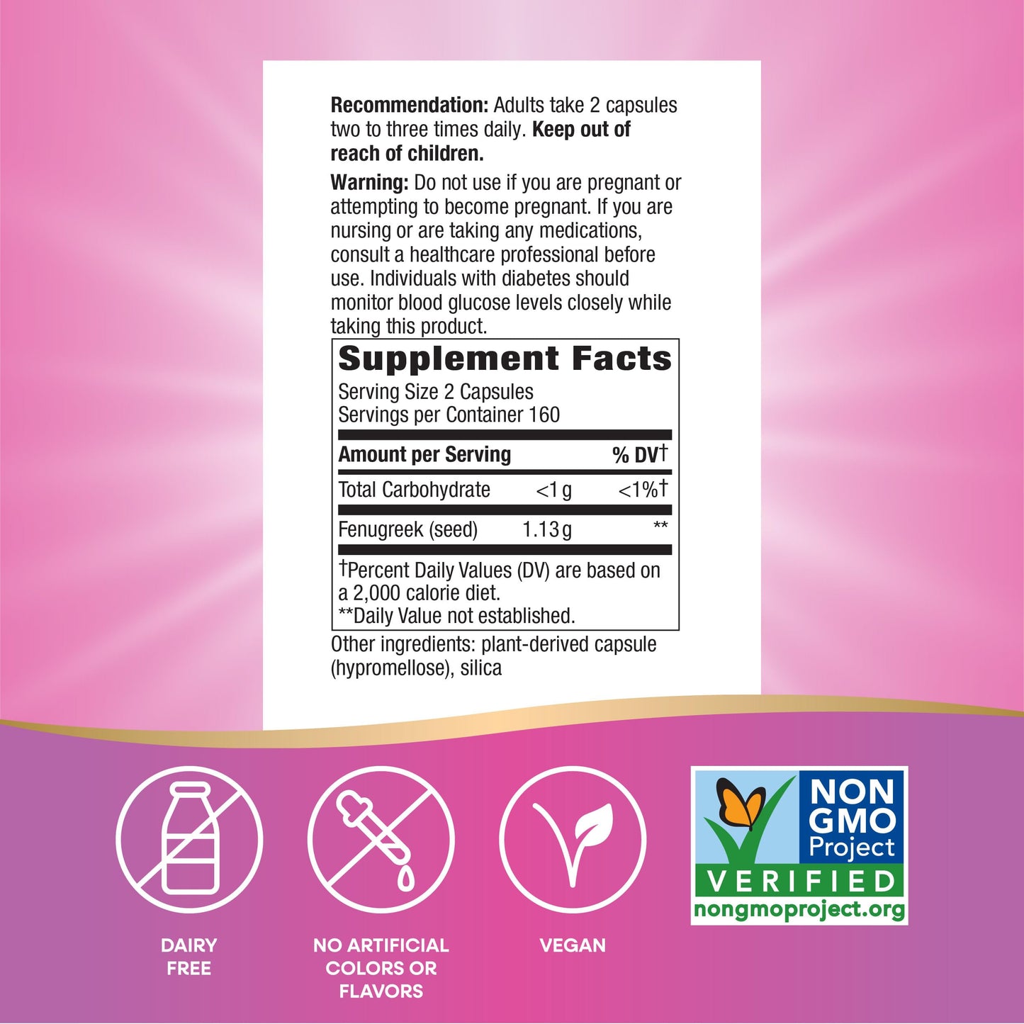 Nature's Way Fenugreek Seed Supplement, Fenugreek for Traditional Breastfeeding Lactation Support*, Non-GMO Project Verified, Vegan, 100 Capsules (Packaging May Vary) Nirvana Guru
