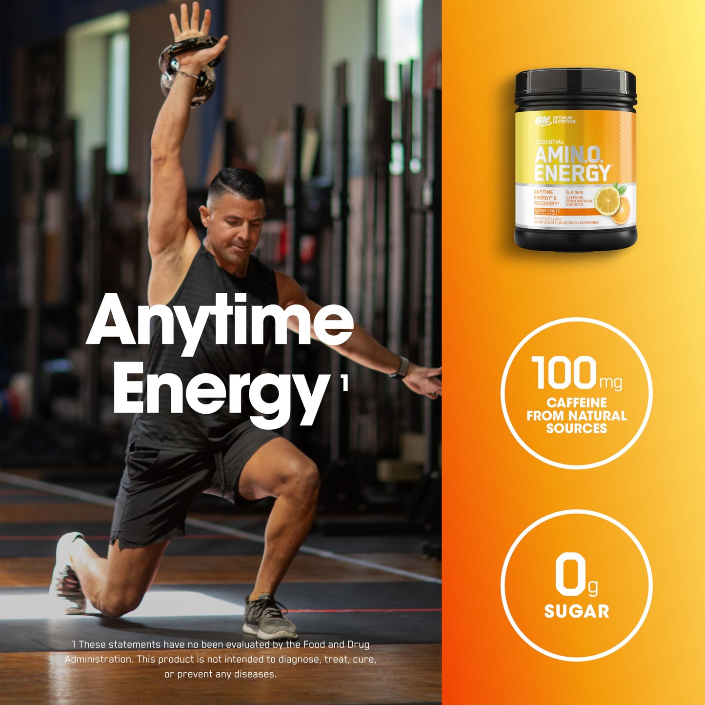 Optimum Nutrition Amino Energy - Pre Workout with Green Tea, BCAA, Amino Acids, Keto Friendly, Green Coffee Extract, Energy Powder - Concord Grape, 65 Servings (Packaging May Vary)
