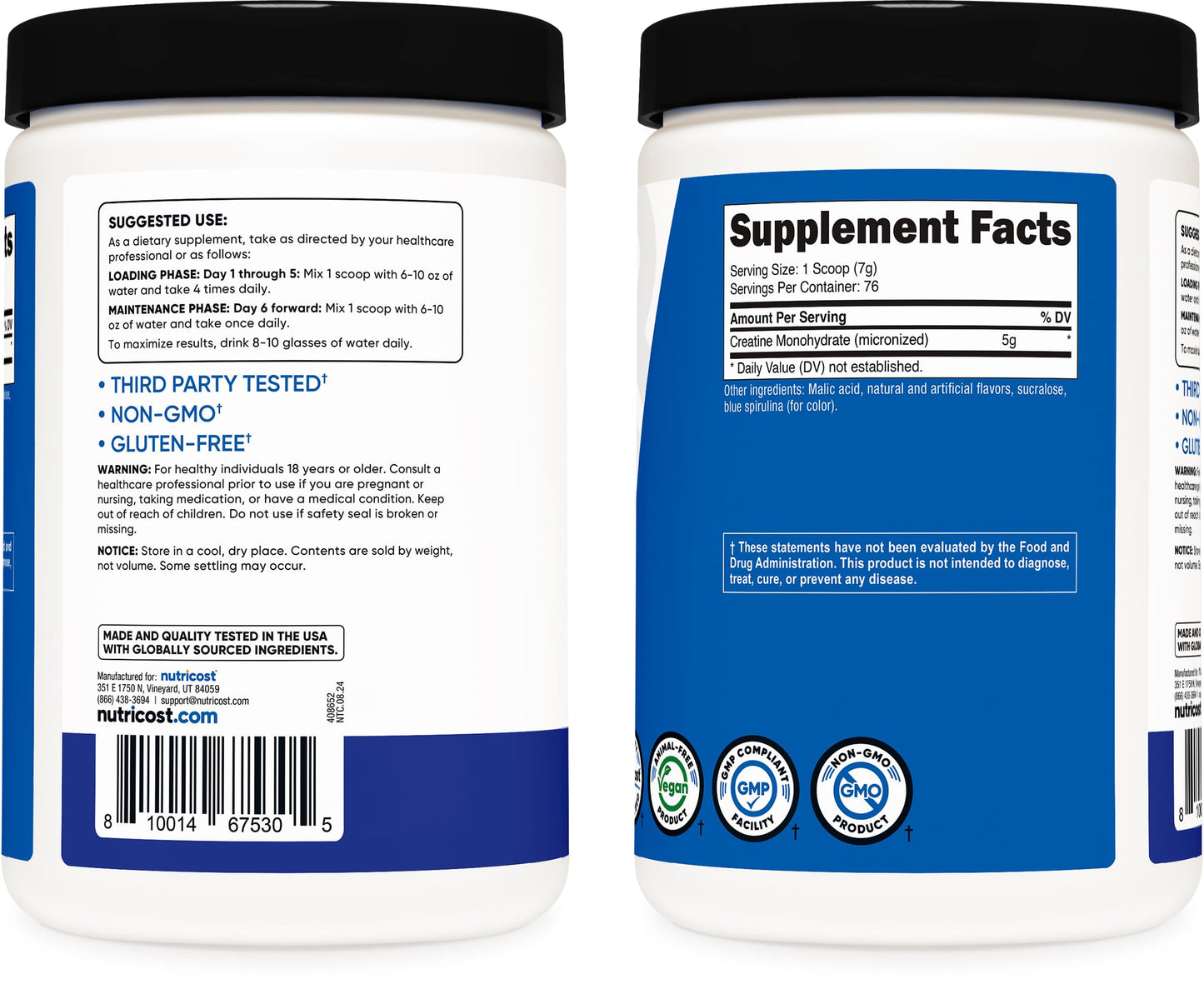Nutricost Creatine Monohydrate Micronized Powder 500G, 5000mg Per Serv (5g) - 100 Servings, 17.9 Oz Nirvana Guru