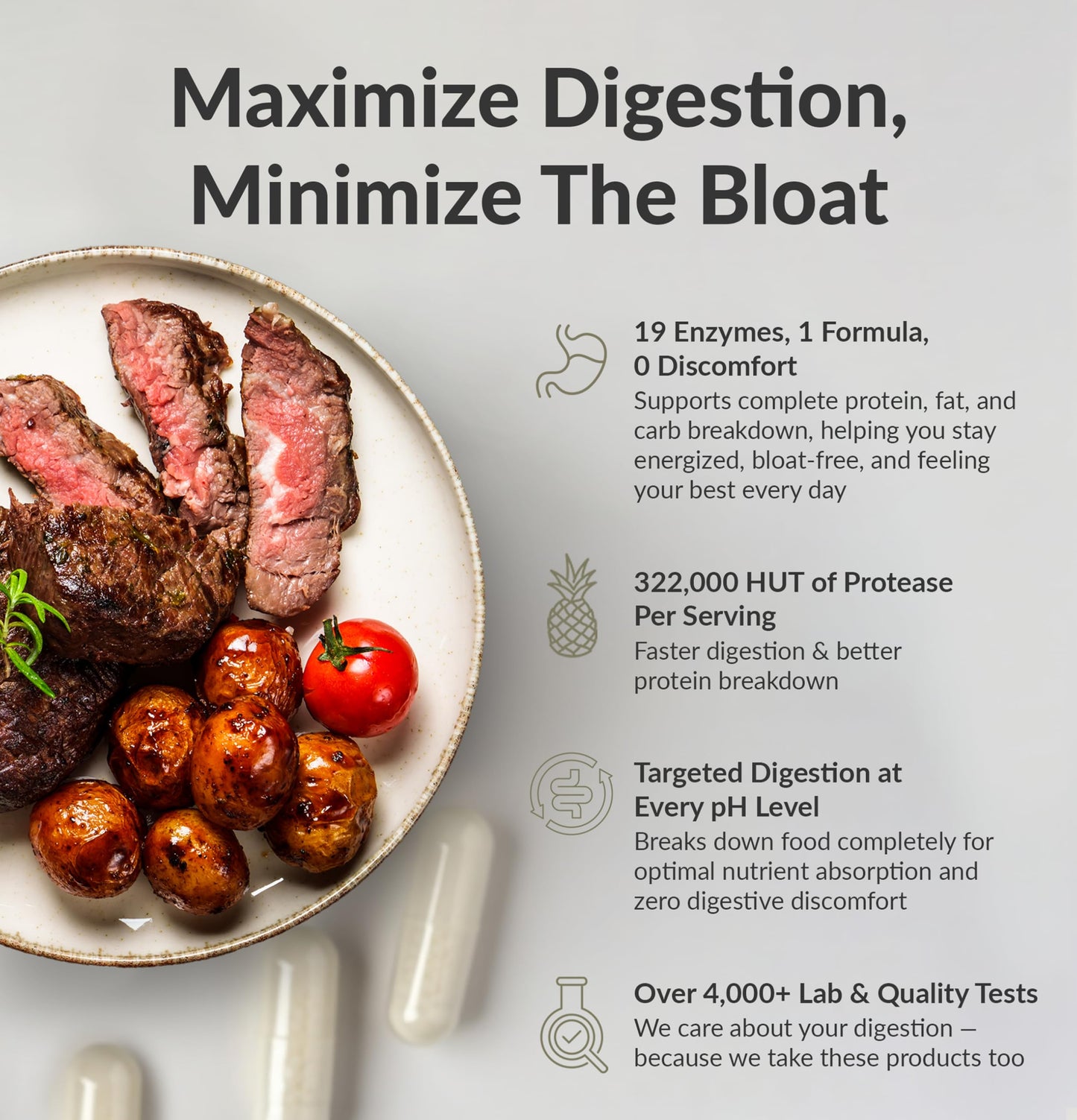 BiOptimizers MassZymes - Complete Digestive Enzymes Supplement for Gut Health - Bloating Relief for Men and Women - Lipase Amylase Bromelain Digestive Enzymes (250 Capsules) Nirvana Guru