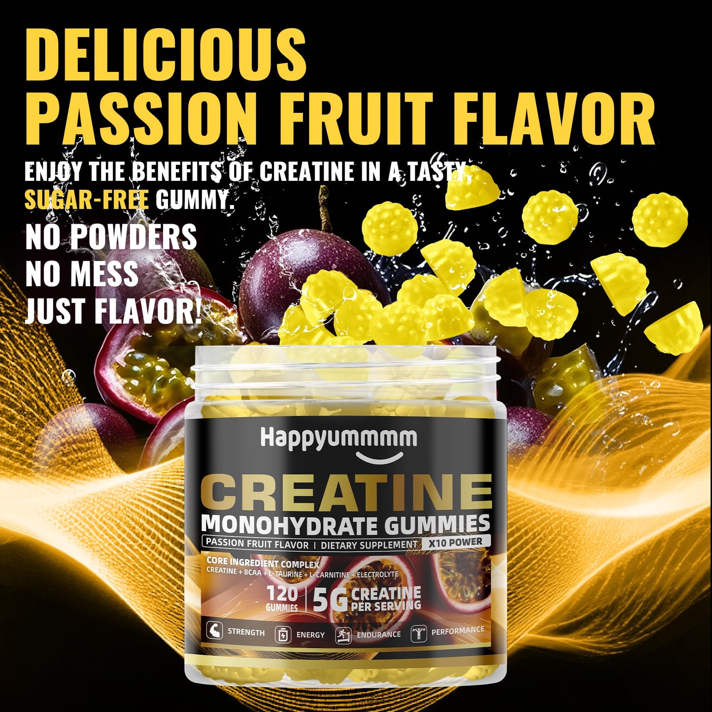 Creatine Monohydrate Gummies 5000mg for Men & Women, Chewables Creatine Monohydrate for Muscle Strength, Muscle Builder, Energy Boost, Pre-Workout Supplement(90 Count)-Strawberry.