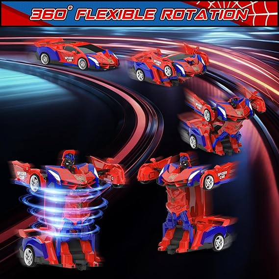 BLUEJAY Transform Rc Cars for Boys 4-7 8-12, 2.4Ghz Remote Control Car 1:18 Scale Transforming Robot, One-Button Deformation 360° Rotation Car Toy Gifts for Boys 3-5 nirvanaguru