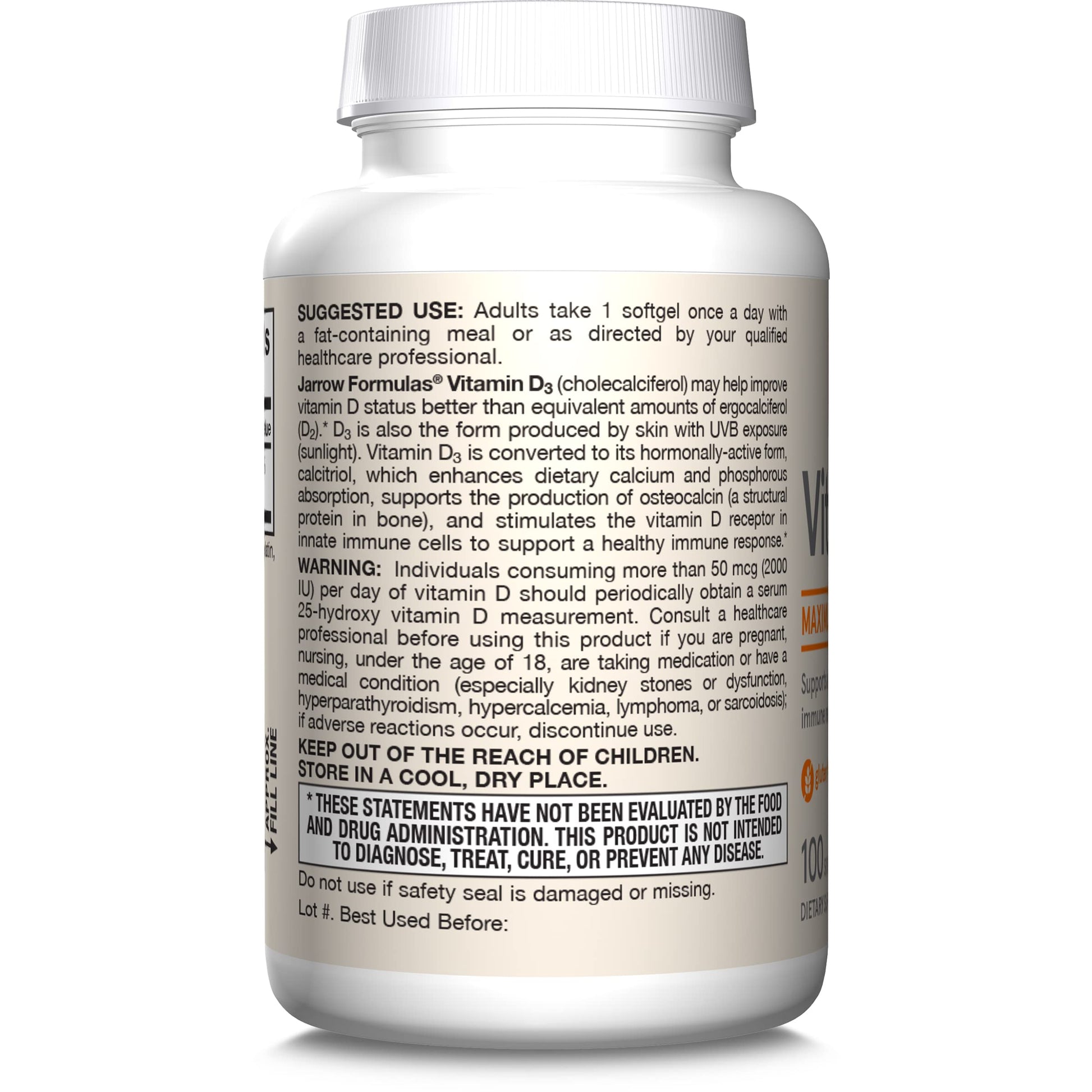 Jarrow Formulas Vitamin D3 125 mcg (5000 IU) - 100 Servings (Softgels) - Bone Health, Immune Support & Calcium Metabolism Support - Vitamin D Supplement - D3 Vitamins - 5000 IU Vitamin D - Gluten Free - Nirvana Guru