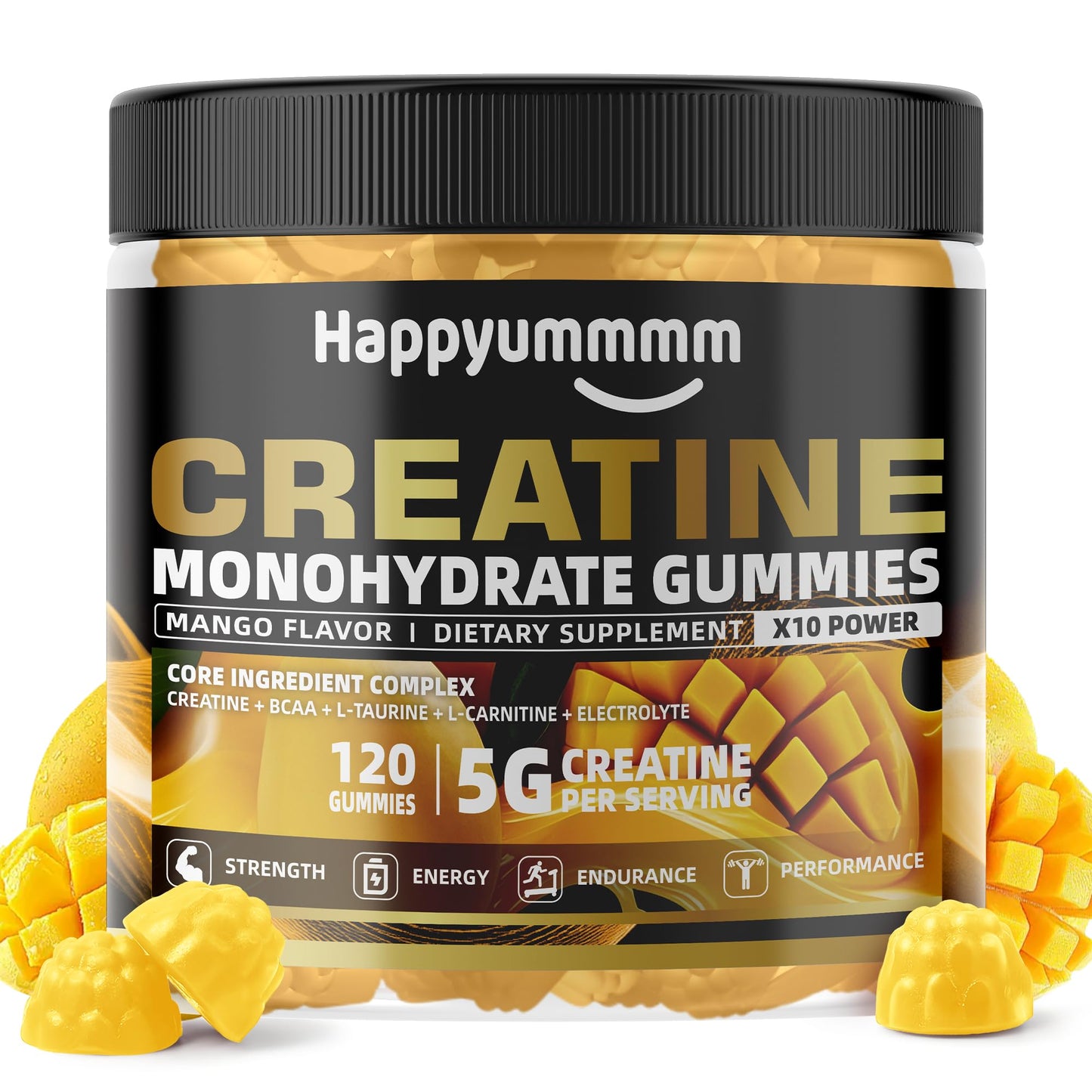 Creatine Monohydrate Gummies 5000mg for Men & Women, Chewables Creatine Monohydrate for Muscle Strength, Muscle Builder, Energy Boost, Pre-Workout Supplement(90 Count)-Strawberry.