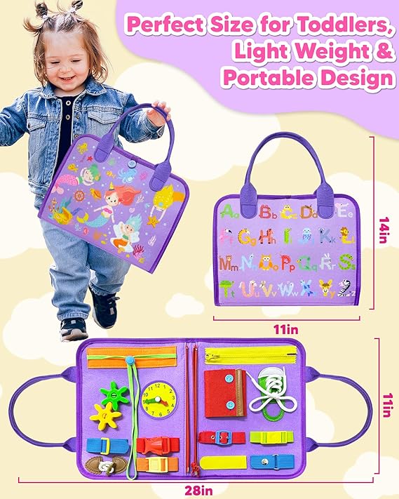 Exorany Busy Board Montessori Toys for Toddler Boy Girl Birthday Gifts, Busy Book Sensory Learning Toys for Toddlers, Toddler Airplane Car Travel Toy Educational Activities nirvanaguru