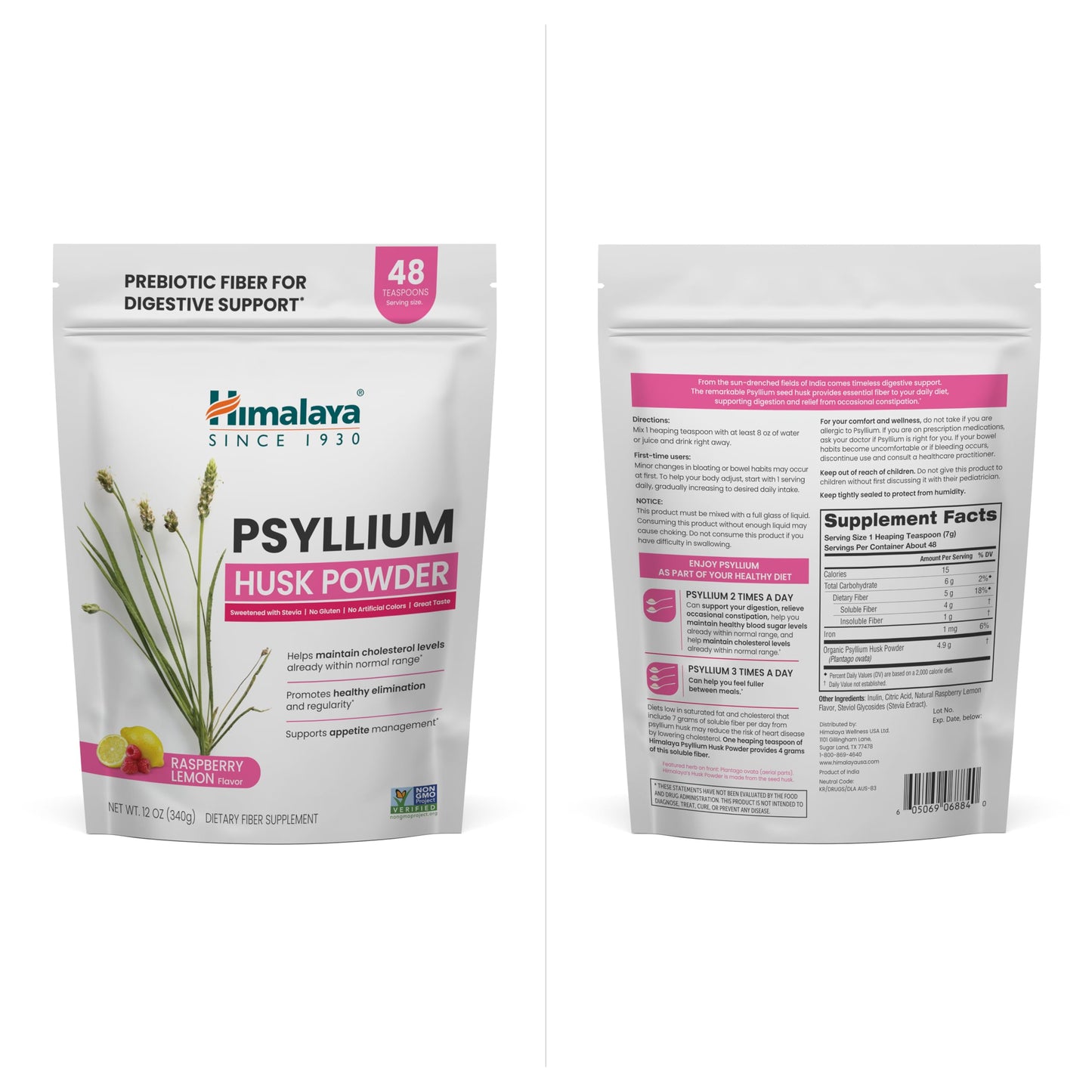 Himalaya Organic Psyllium Whole Husk, Natural Daily Fiber Supplement, Regularity, Appetite Management, USDA Certified Organic, Non-GMO, 56-Tablespoon Supply, Unflavored, 12 Oz - Nirvana Guru