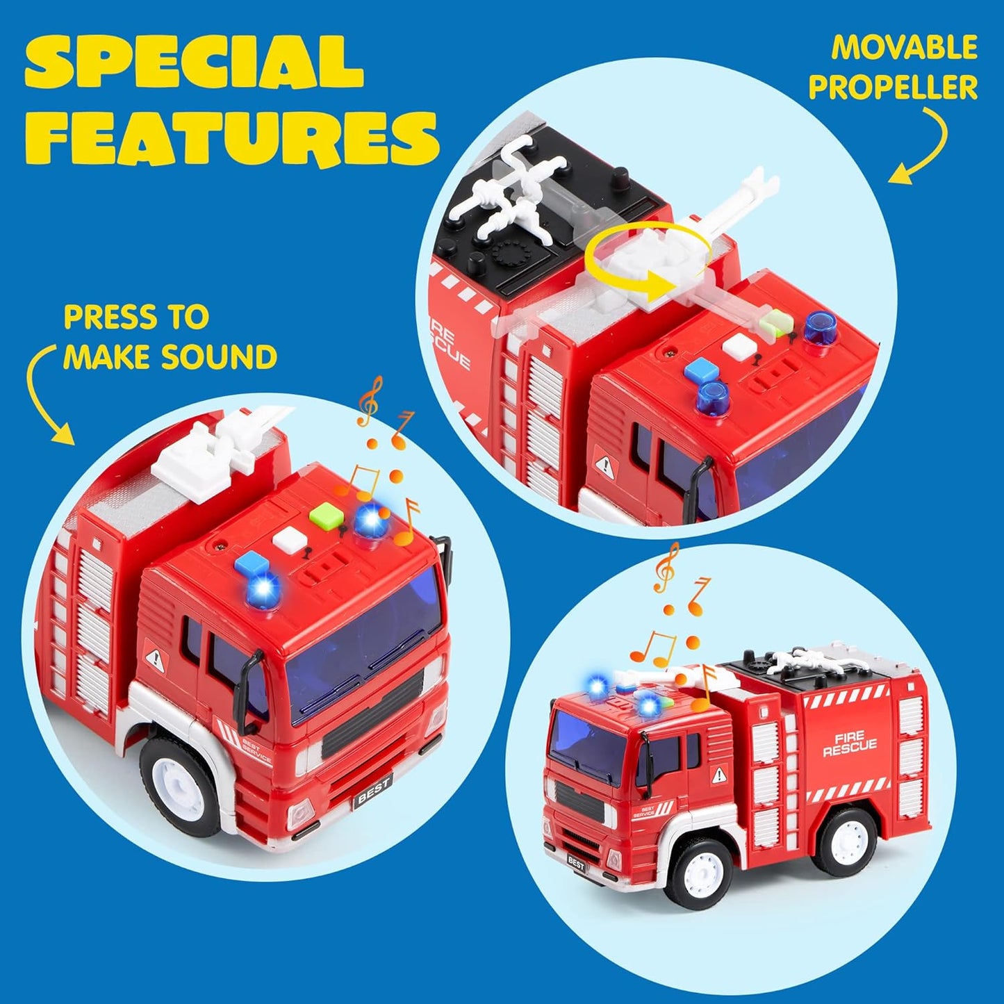 JOYIN 4 Packs Emergency Vehicle Toy Playsets, Friction Powered Vehicles with Light and Sound, Including Fire Truck, Ambulance, Play Police Car and Helicopter, Christmas Toddler Kids Boys Gifts Nirvana Guru
