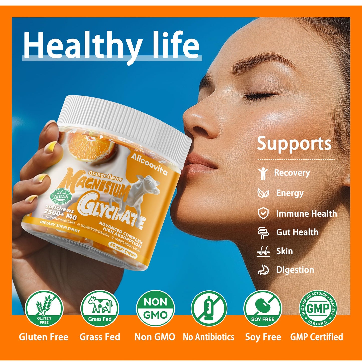 Bovine Colostrum Chews Supplement with probiotics for Gut Health, Bloating, Immune Support, Skin, Hair Growth and Beauty - Strawberry Flavor (60 Servings) Nirvana Guru