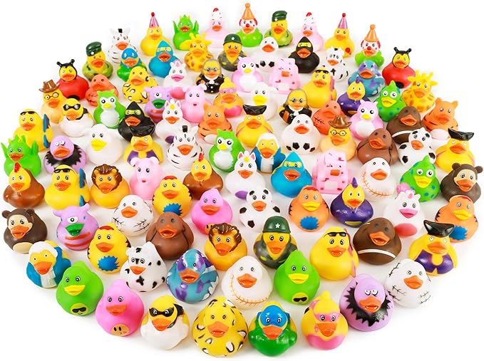 XY-WQ 100 Pack Rubber Duck for Jeeps Ducking - 2.3 Inch Bulk Floater Duck for Kids - Baby Bath Toy Assortment - Party Favors, Birthdays, Bath Time, and More (50 Varieties) Nirvana Guru