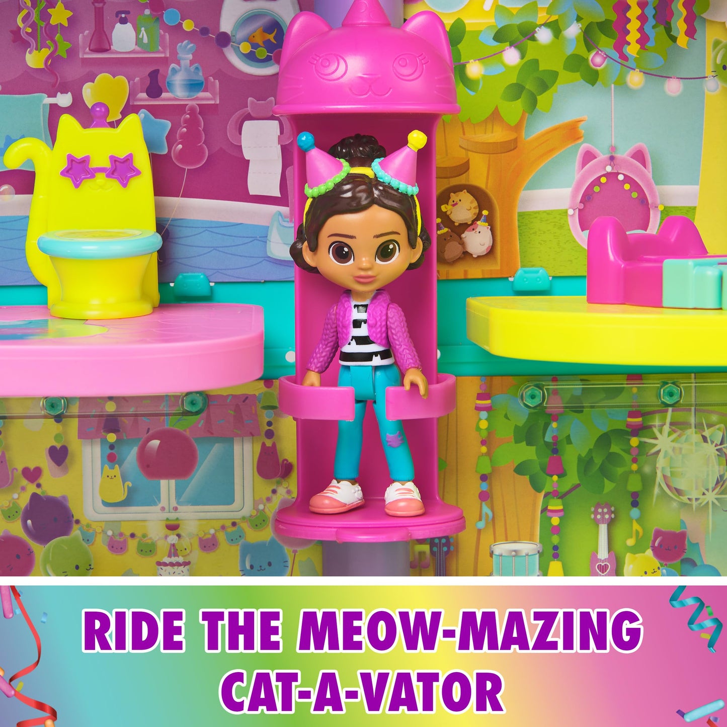 Gabby's Dollhouse, 14 Pc Celebration Dollhouse, 25-Inches Tall, with Toy Figures, Doll House Furniture & 10 Sounds, Kids Toys for Girls & Boys Ages 3+ Nirvana Guru