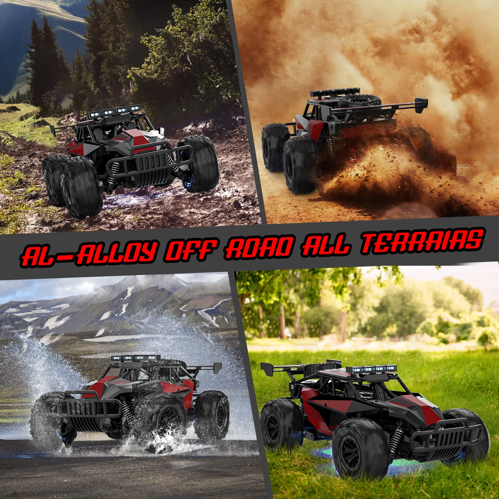 BLUEJAY Remote Control Car, 2.4GHz High Speed 33KM/H RC Cars Toys, 1:12 Monster RC Truck Off Road with LED Headlight and Rechargeable Battery Gifts for Adults Boys 8-12 Nirvana Guru