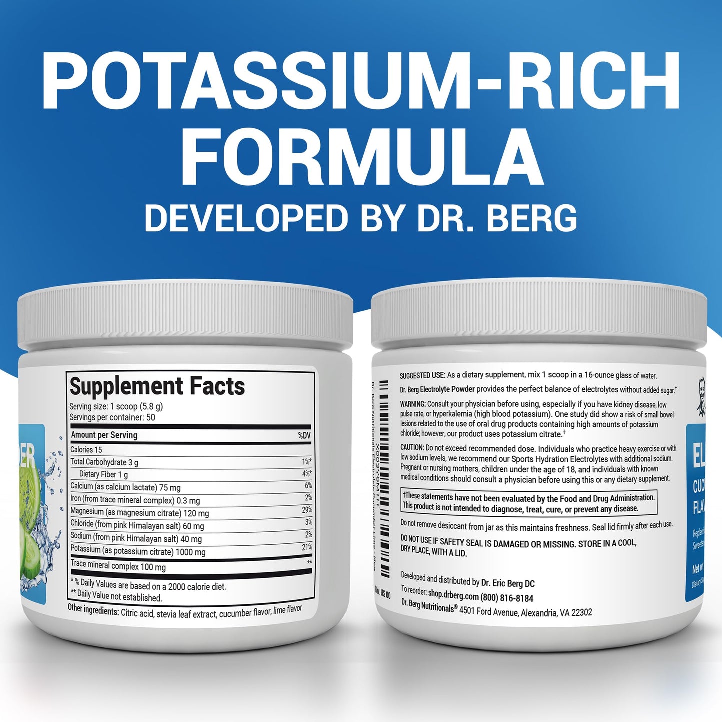 Dr. Berg Zero Sugar Hydration Keto Electrolyte Powder - Enhanced w/ 1000 mg of Potassium & Real Pink Himalayan Salt (NOT Table Salt) - Raspberry & Lemon Flavor Hydration Drink Supplement, 100 Servings - Nirvana Guru