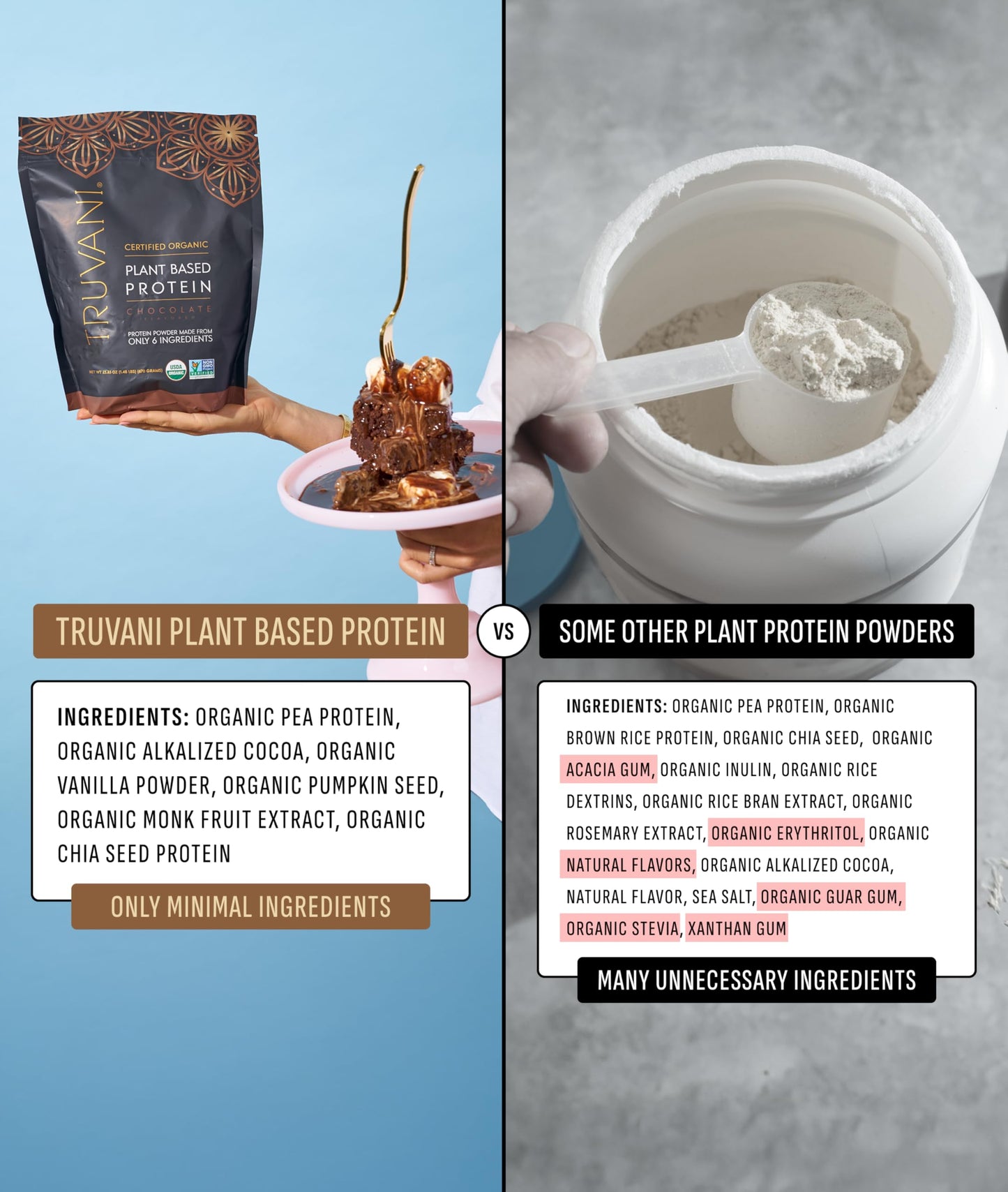 Truvani Vegan Protein Powder | Vanilla | 20g Organic Plant Based Protein | 18 Servings | Keto | Gluten & Dairy Free | Low Carb | No Added Sugar