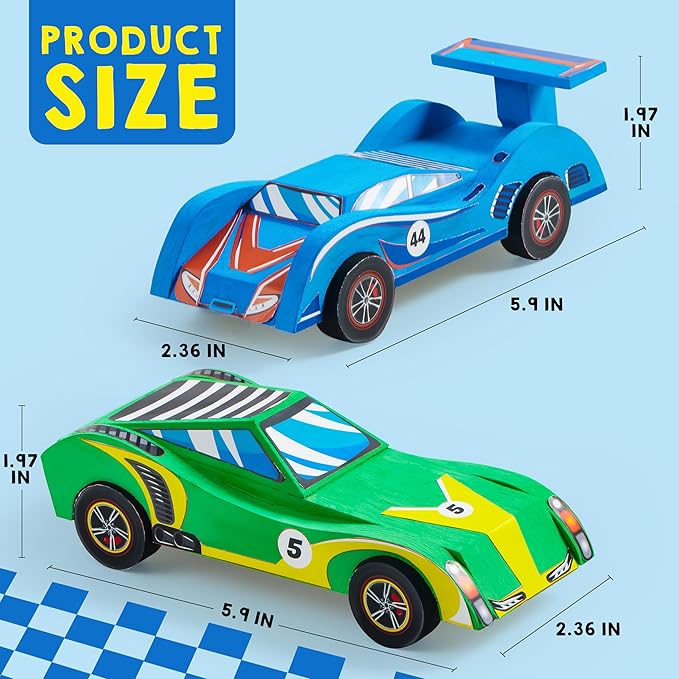 Klever Kits 4 DIY Wooden Race Cars-Build & Paint Your Own Wood Craft Kit, 4 Race Cars Toy, Easy to Assemble Arts Crafts Kit, Birthday Party Presents for Kids Boys and Girls nirvanaguru