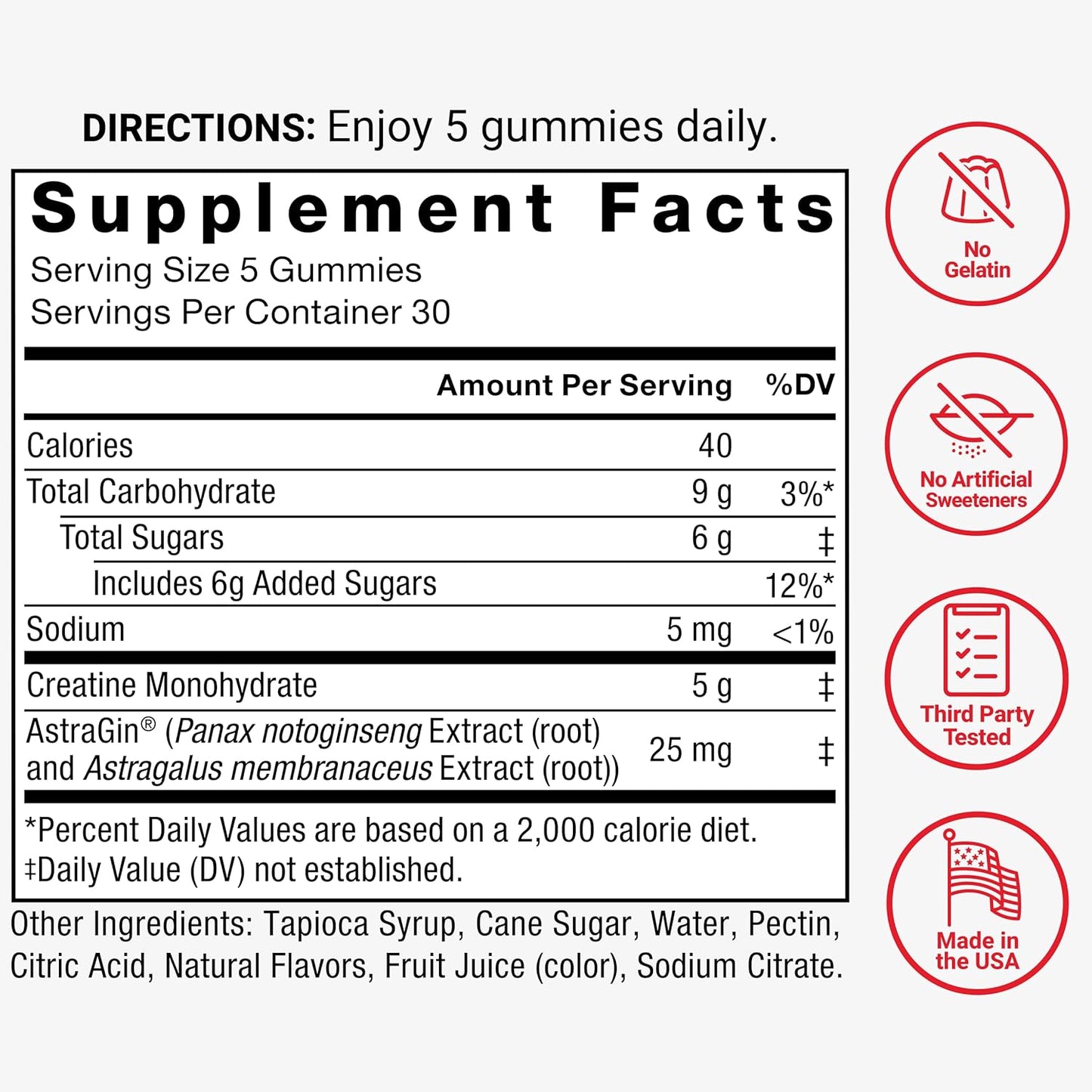 Force Factor Creatine Monohydrate Gummies, 5g Dose for Men & Women to Support Muscle, Strength, Recovery, Cognitive Health & Memory, Mixed Berry, 150 Gummies