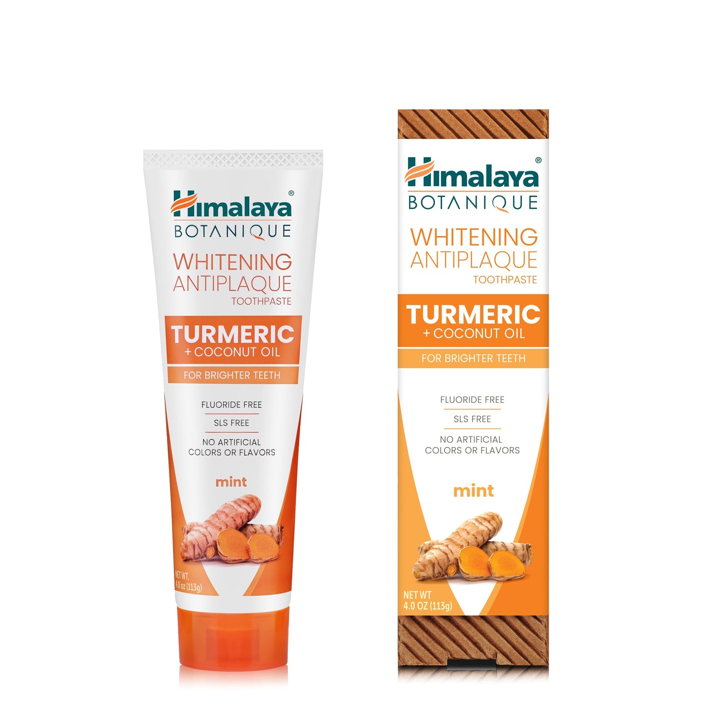 Himalaya Botanique Turmeric & Coconut Oil Whitening Antiplaque Herbal Toothpaste, Whitens Teeth, Fluoride Free, No Artificial Flavors, SLS Free, Vegan, Cruelty Free, Foaming, Mint Flavor, 4 Oz, 1 Pack - Nirvana Guru