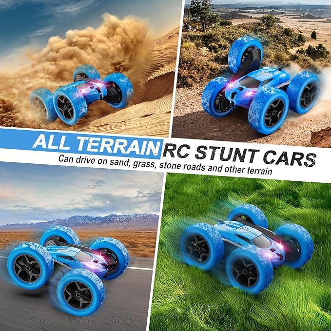 Remote Control Car, RC Cars Toys for Kids Ages 6-12, 4WD Stunt Car with LED Lights & 360° Flips, 2.4GHz, Upgraded USB-C Modular Batteries, 8-10 Year Old Boys Birthday Gift Nirvana Guru