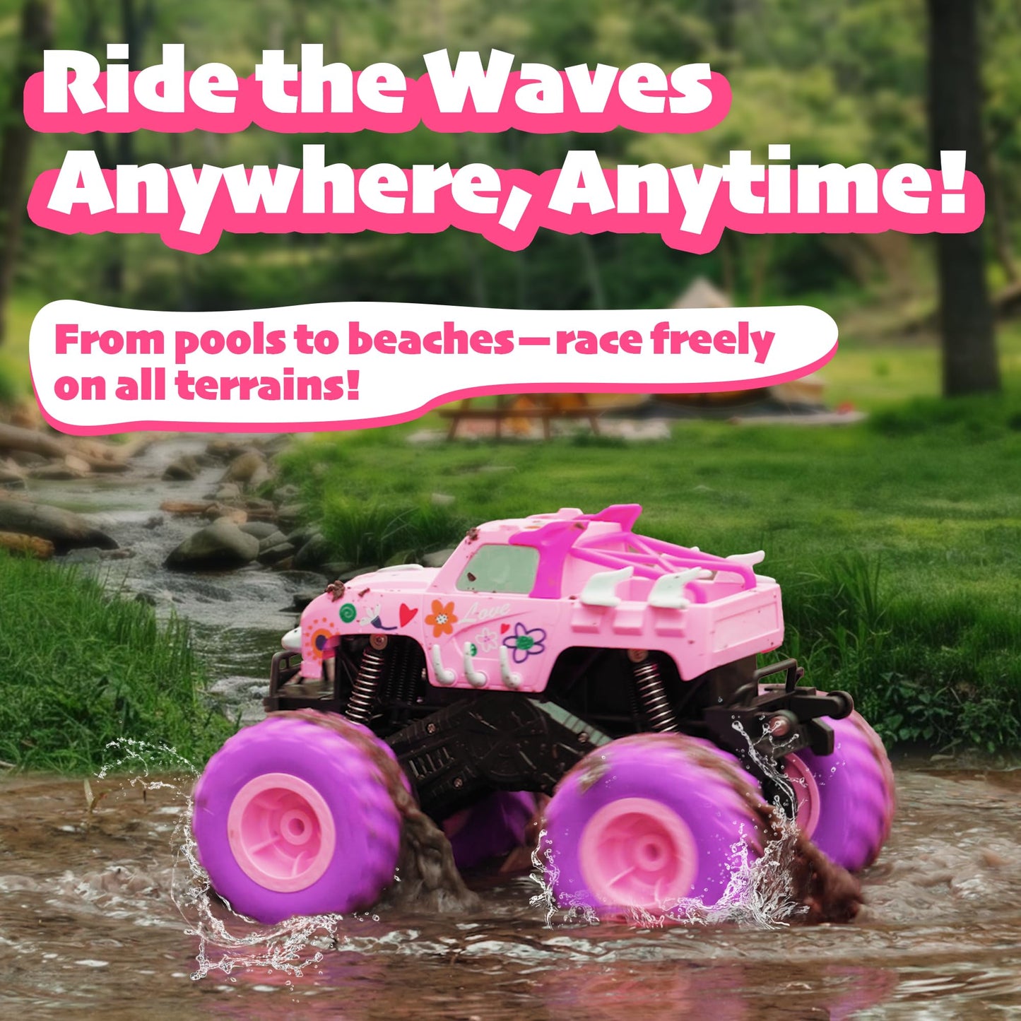 Threeking 1:16 Waterproof Monster Truck Toys RC Cars Amphibious Remote Control Car Trucks 4WD All Terrain Off-Road Pickup Toy for 6 7 8 9 10 11 12 Year Old Boys Girls Kids Gifts Presents Nirvana Guru