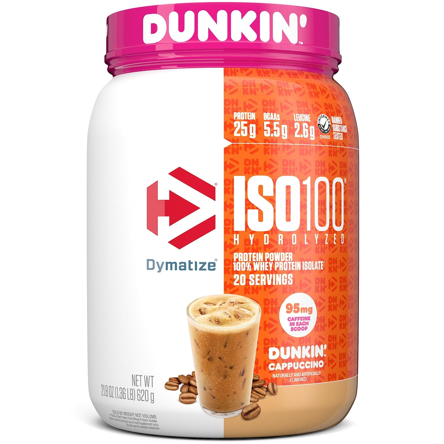 Dymatize ISO100 Whey Protein Powder Isolate, Gourmet Chocolate, 25g of Protein, 20 Servings, 5.5g BCAAs, Less Than 120 Cal., Gluten Free, 1g Fat, 1g Sugar, 2g Carb