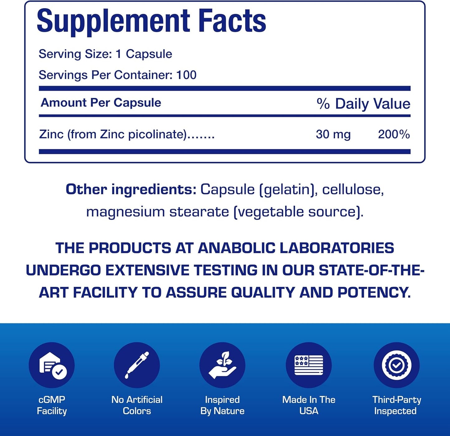 Chelated Zinc Picolinate 30mg - Clinically Formulated High Potency Zinc Supplement for Women & Men for Healthy Skin Bone & Immune System Support - Vegan Non-GMO & Easy to Swallow - 100 Servings Nirvana Guru