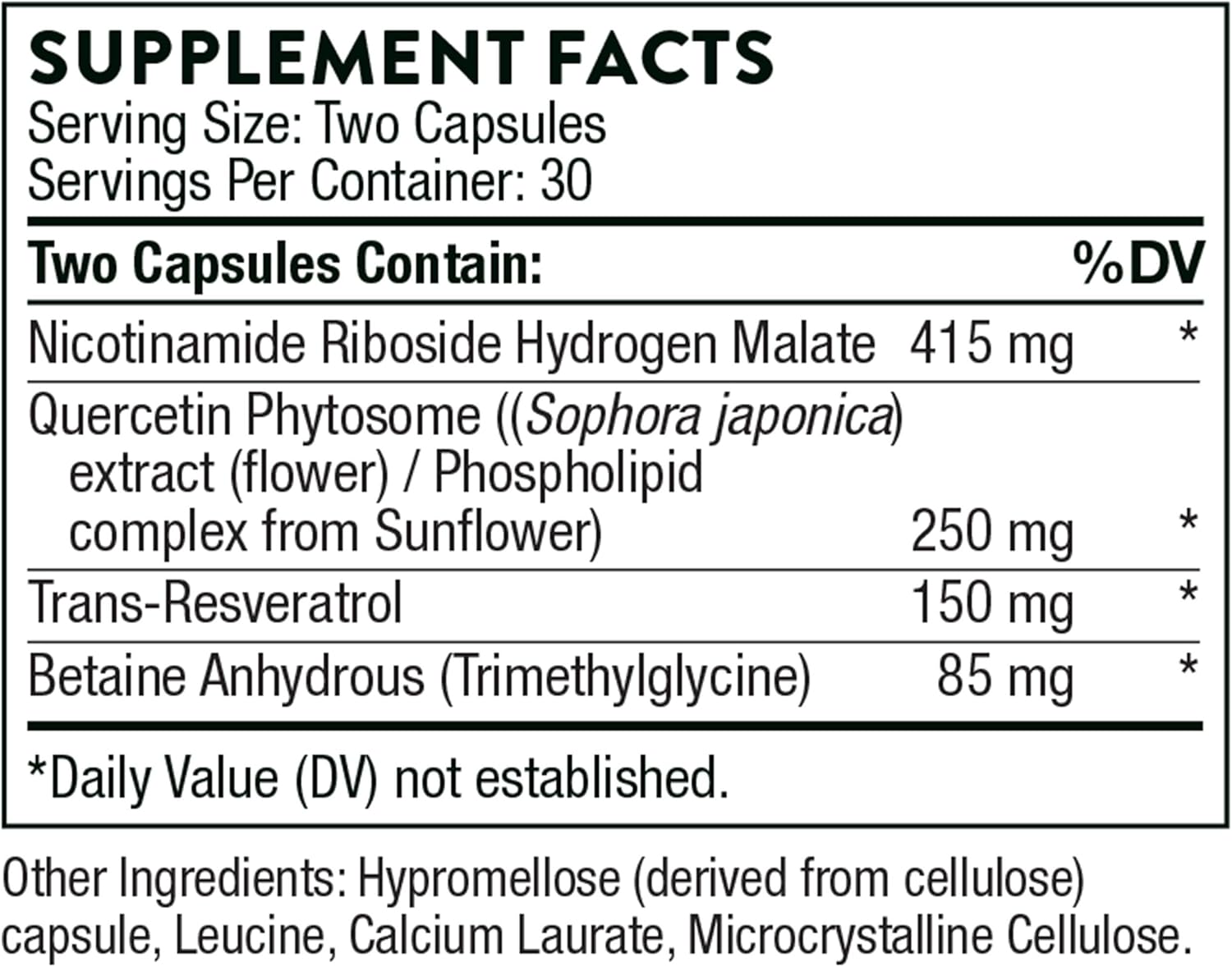 THORNE ResveraCel - Nicotinamide Riboside with Quercetin Phytosome and Resveratrol - Support Healthy Aging, Methylation, Cellular Energy Production and Metabolism* - 60 Capsules - 30 Servings - Nirvana Guru