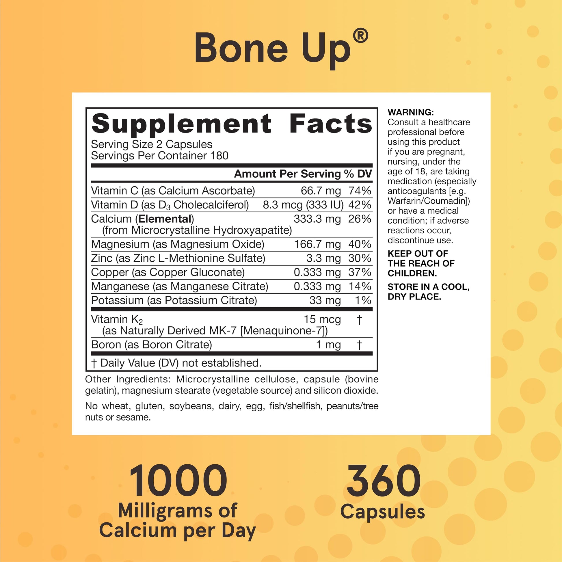 Jarrow Formulas BoneUp for Bone Density - Vitamin D3 and K2, Calcium Support, 360 Capsules, Promotes Skeletal Nutrition, Up to 60 Days Supply - Nirvana Guru