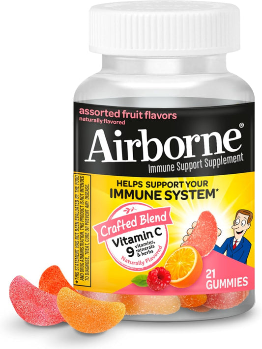 Airborne Immune Support Supplement with Vitamin C Chewable Gummies, 21 Count Nirvana Guru