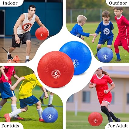 10 Inch Dodgeball Balls Playground Ball Kickball, Dodge Balls for Kids, Kickballs Handball for Indoor Outdoor Games Four Square Balls, Includes Pump nirvanaguru