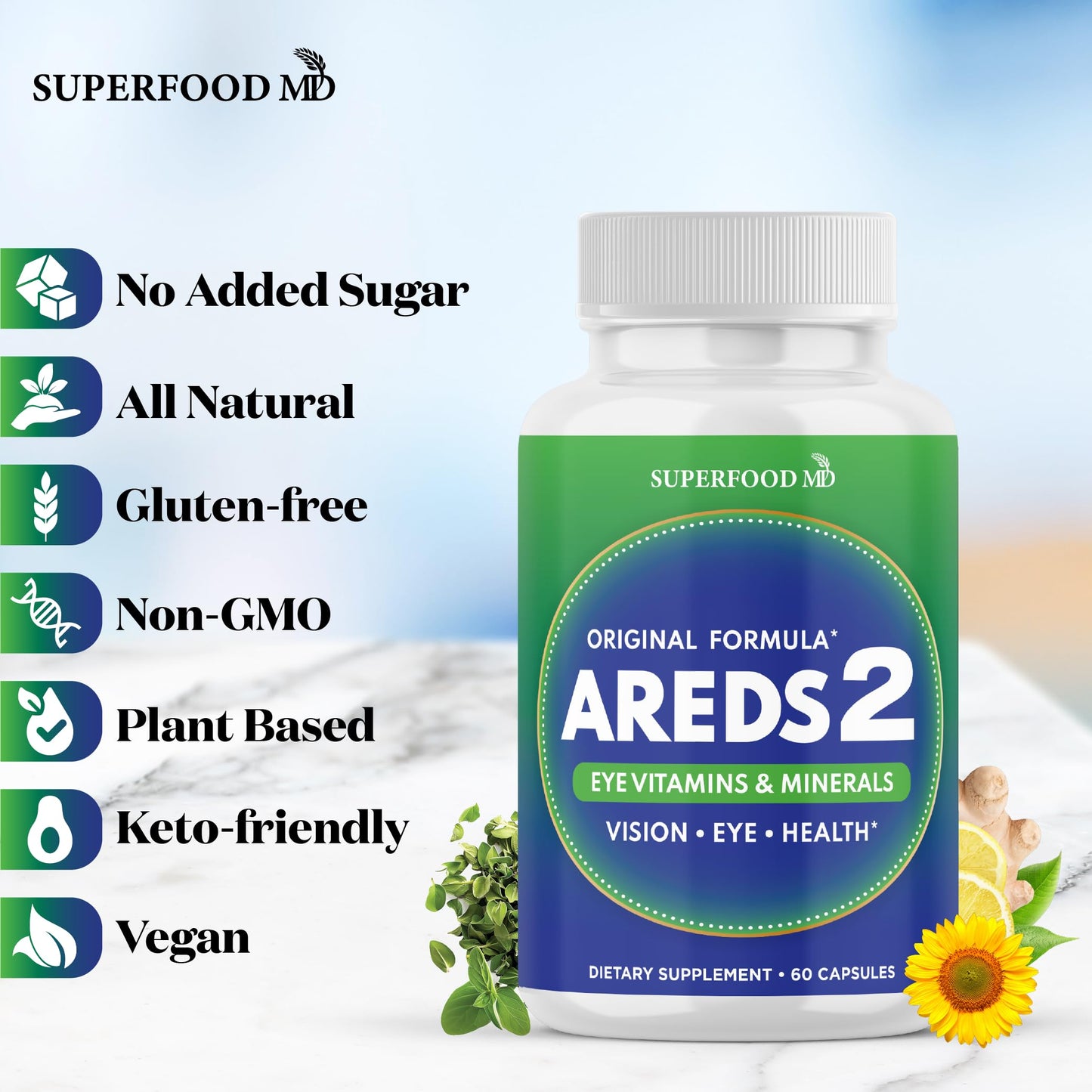 AREDS 2 Eye Vitamin & Mineral Supplement, Contains Lutein, Vitamin C, Zeaxanthin, Zinc & Vitamin E with Added Copper - 120 Count Nirvana Guru