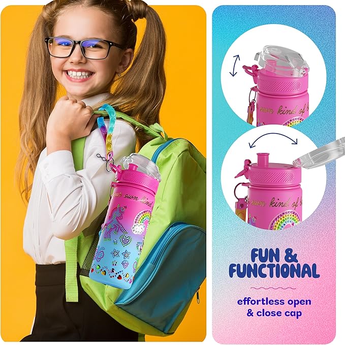 Dan&Darci Decorate Your Own Glow-in-The-Dark Water Bottle Kit for Girls - Gifts for Girl Ages 4-6 5-7 6-8 - 4 5 6 7 8 Year Old Birthday Gift Ideas - Arts and Crafts for Kids Age 6-8 - Unicorn Toys nirvanaguru