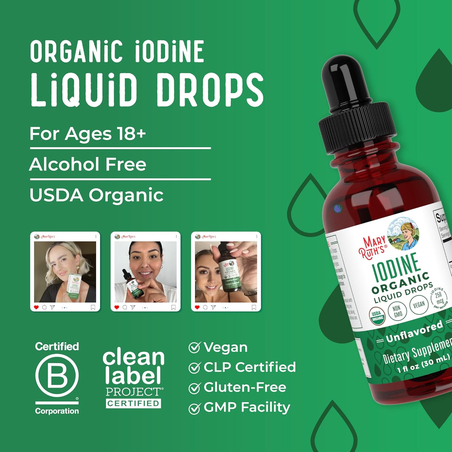 MaryRuth Organics Iodine Liquid Drops | Potassium Iodide | 1 Year Supply | 450 Servings | Thyroid Health | USDA Organic| Vegan | Non-GMO | Gluten Free | 1 Fl Oz - Nirvana Guru