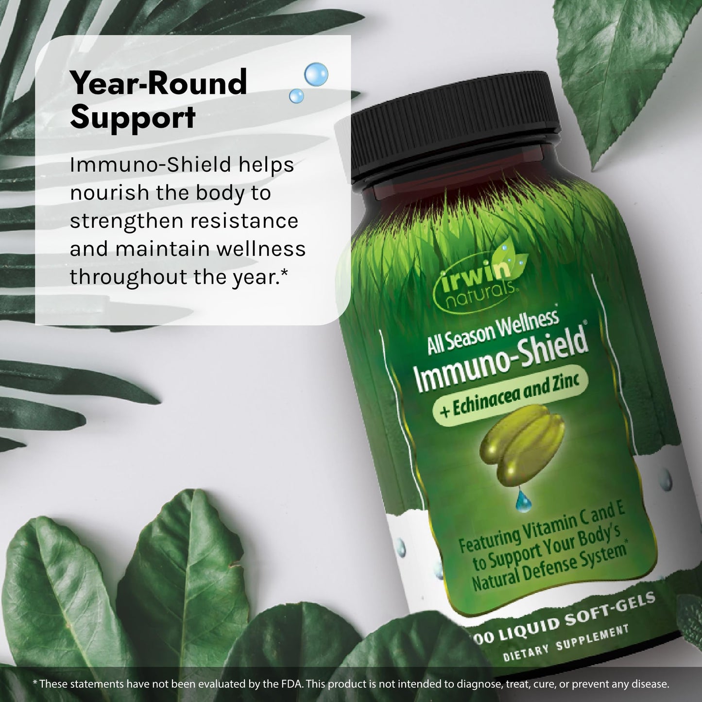 Irwin Naturals Immuno-Shield - 100 Liquid Softgels, Pack of 2 - All Season Wellness for Body's Natural Defense System - 32 Total Servings - Nirvana Guru