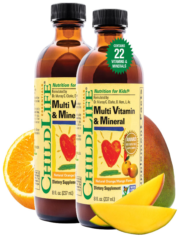 CHILDLIFE ESSENTIALS Kids Multivitamin & Mineral - Kids Vitamins, Liquid Multivitamin for Kids, Toddler Multivitamins, Liquid Vitamins, Baby Multivitamin - Natural Orange & Mango, 8 Fl Oz (Pack of 1)